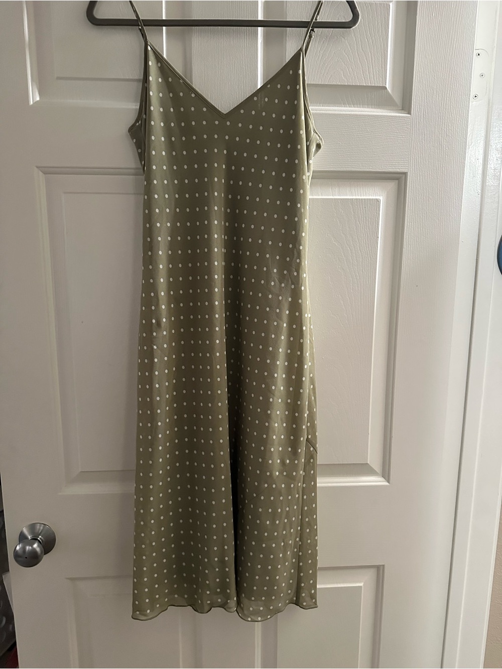 Wilfred Olive Polka Dot Slip Midi Dress